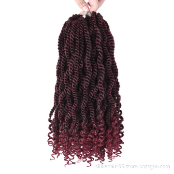 12 Inch Ombre Red Senegalese Twist Hair for Black Women Kinky Curly Twist Crochet Braiding Hair Synthetic Hair Extensions